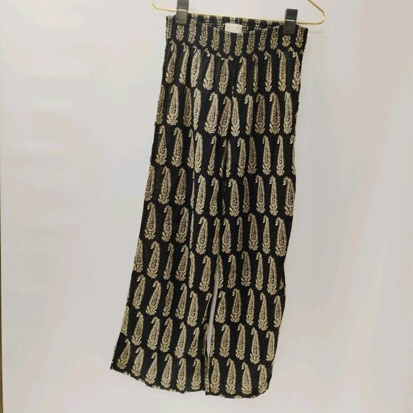 Ralph Lauren DENIM & Small Large Paisley Wide Leg Pull On Wrap Pants Boho - Picture 2 of 11